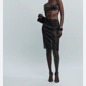 Reformation Black Organza Pencil Skirt